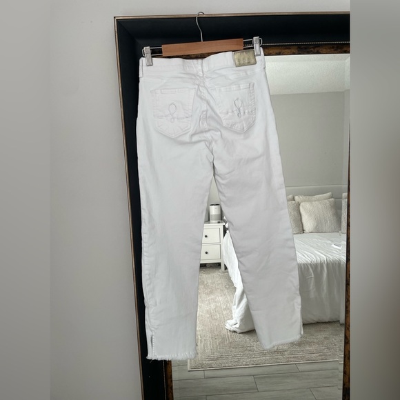 Lilly Pulitzer White Ankel Cropped Jeans w/ Raw Hem - Picture 6 of 7
